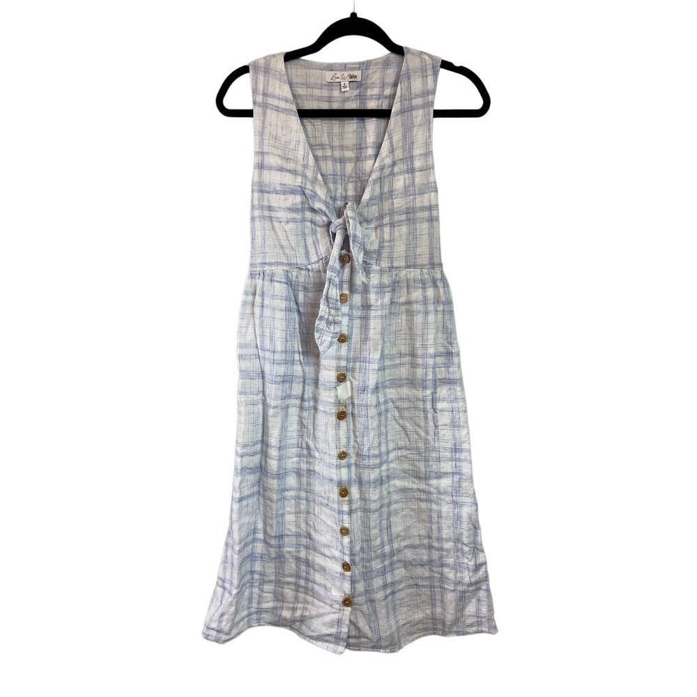 Love Whit Blue Plaid Tie Front Dress Women’s Size Small